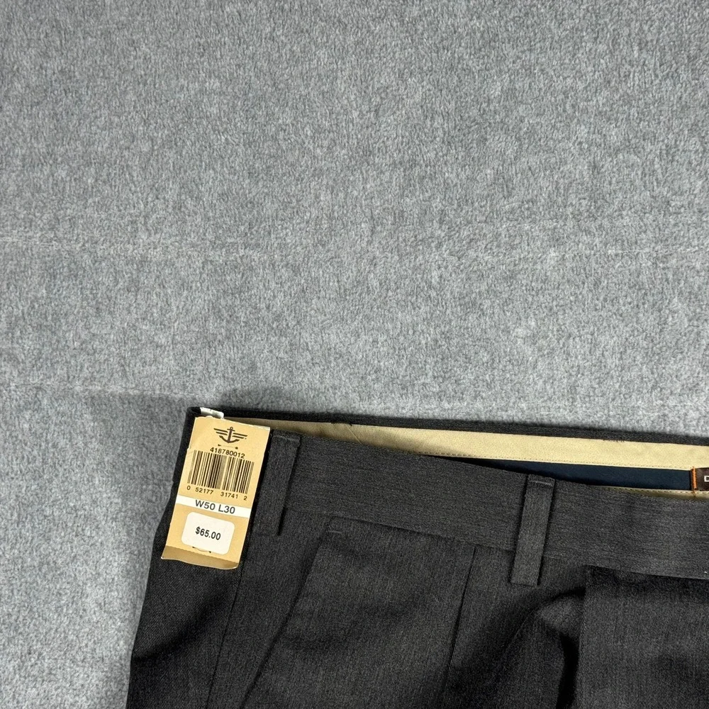 Dockers Pants D3 Mens 50x30 Big & Tall Navy Gray Pleated Flex Comfort